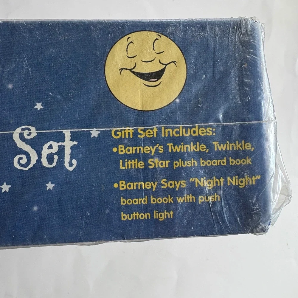 Vintage 1998 Barney Night Night Gift Set Plush Board Book Light Up Toy NEW